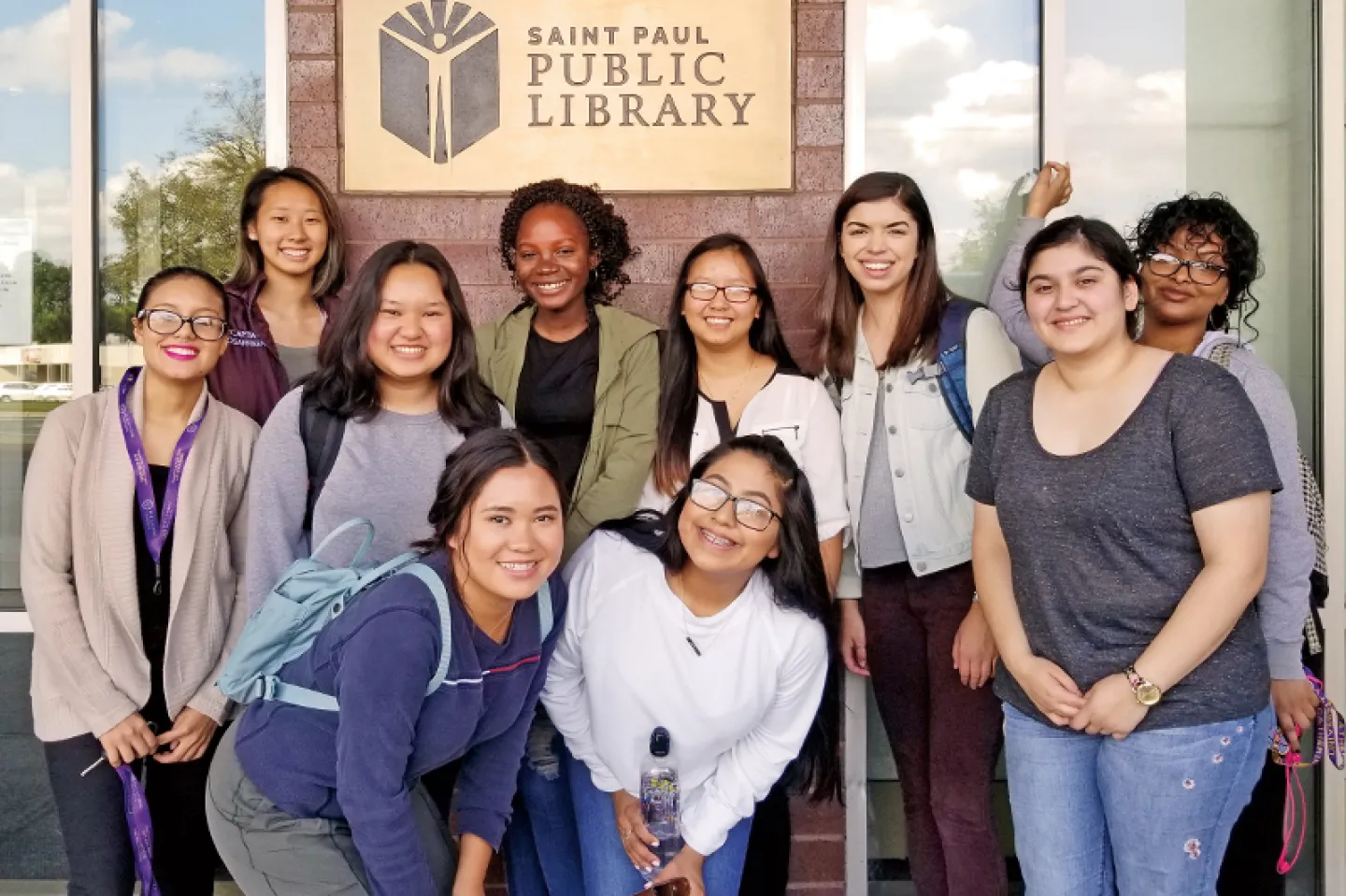 America Reads tutors in front of Rondo Library