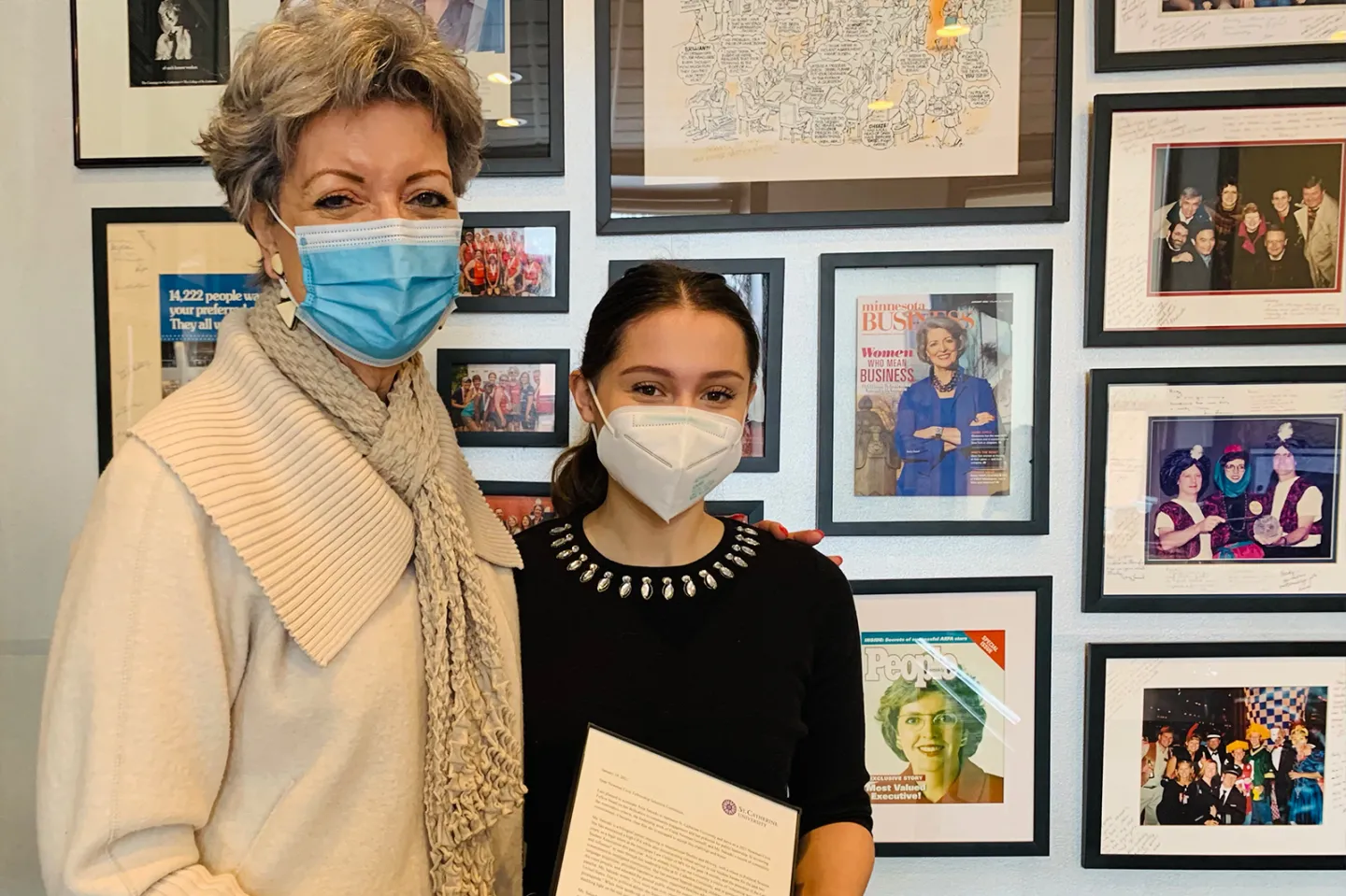 President Roloff with 2020 Newman Civic Fellow
