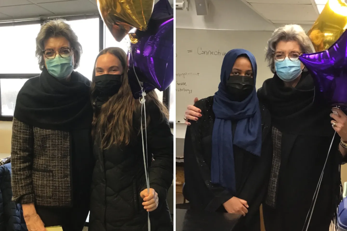 President Roloff pictured with Molly Rosenfield (left) and Entisar Bedasso (right)
