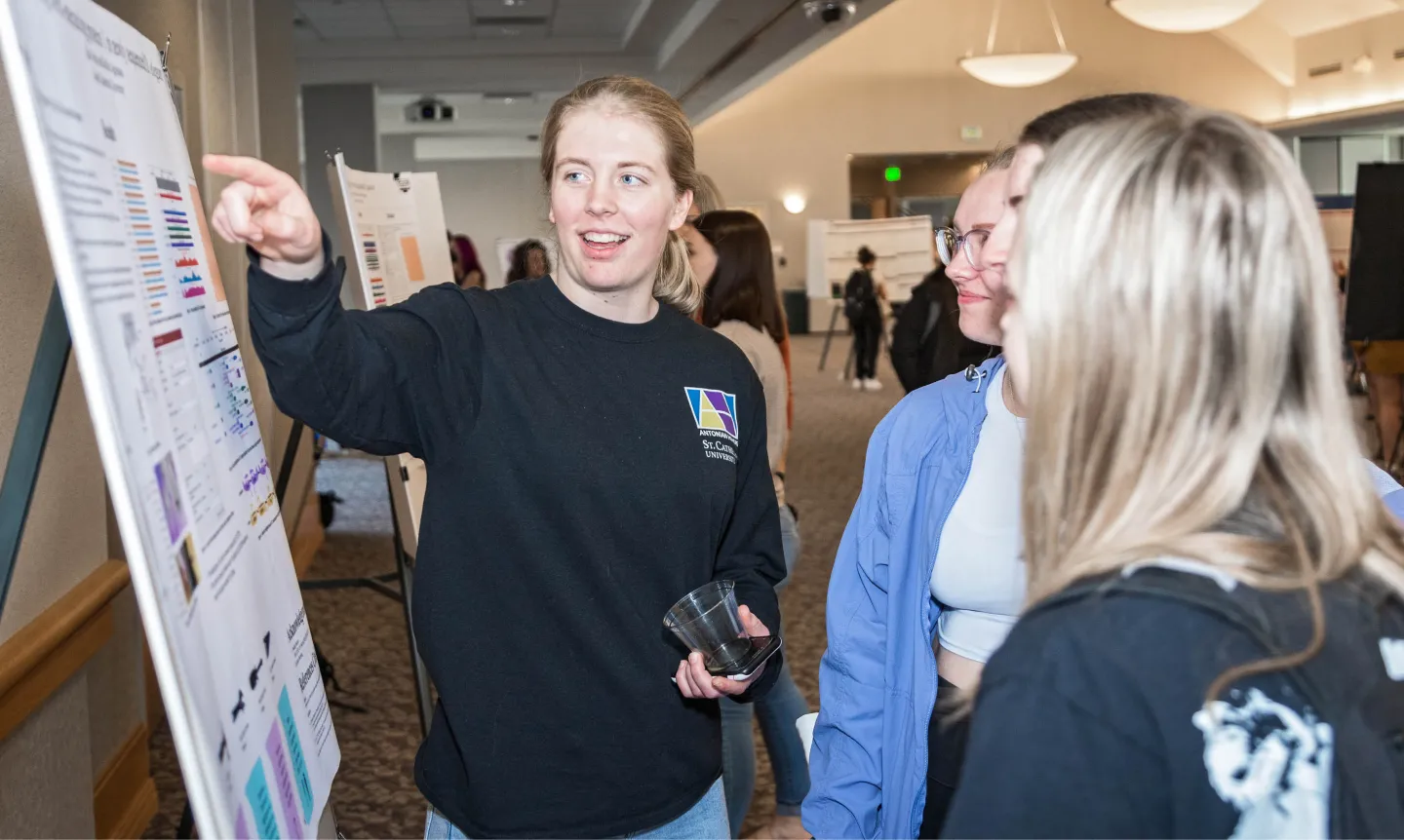 Student presents during the 2023 Sister Seraphim Gibbons Undergraduate Symposium