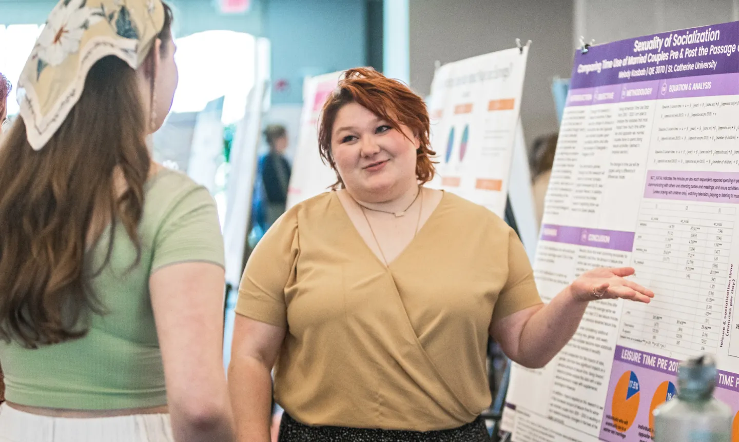 A student presents at the 2023 Sr. Seraphim Gibbons Undergraduate Symposium