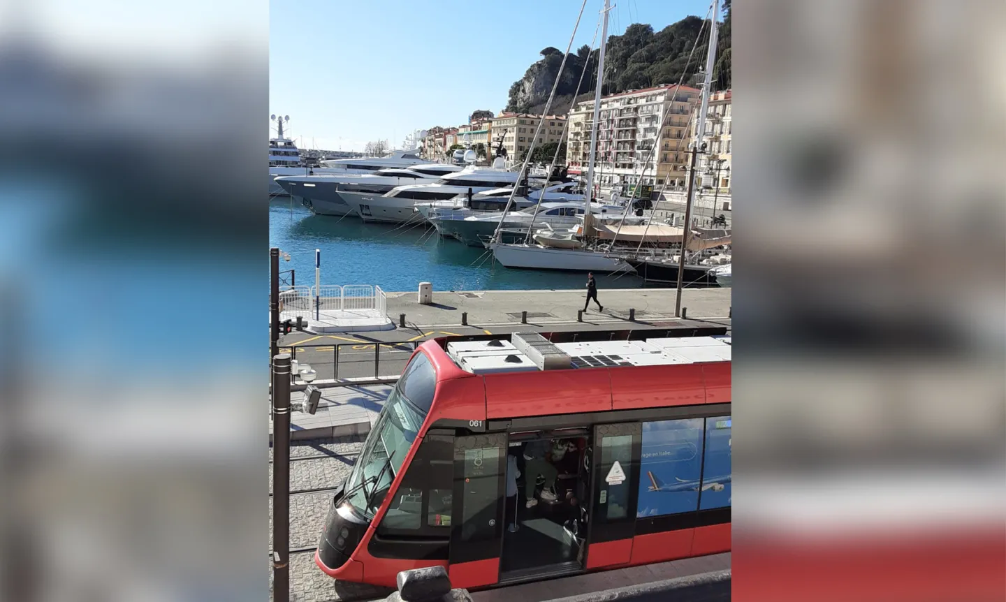 A bus near the docks of Nice, France
