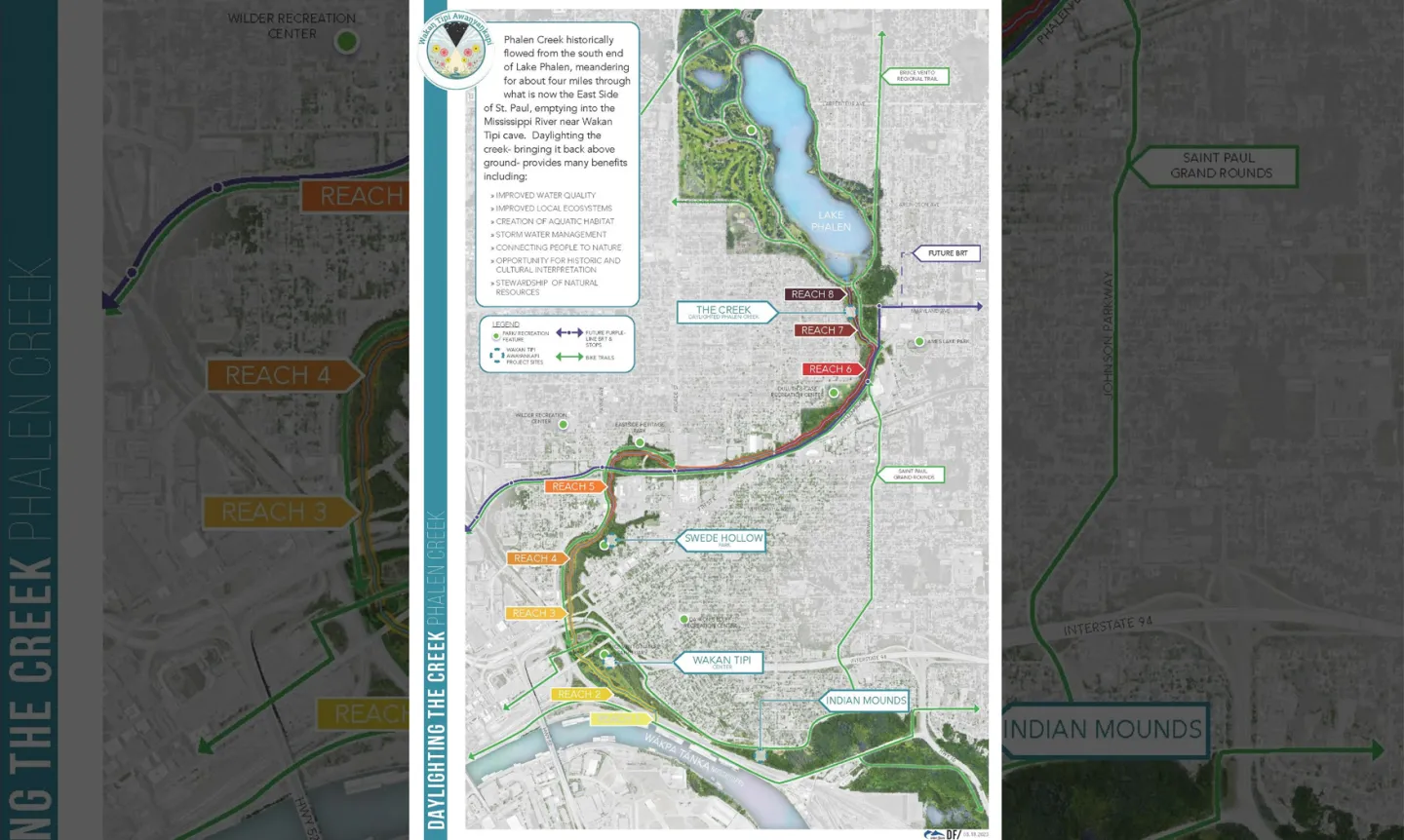 Map of Phalen Creek and associated bodies of water.