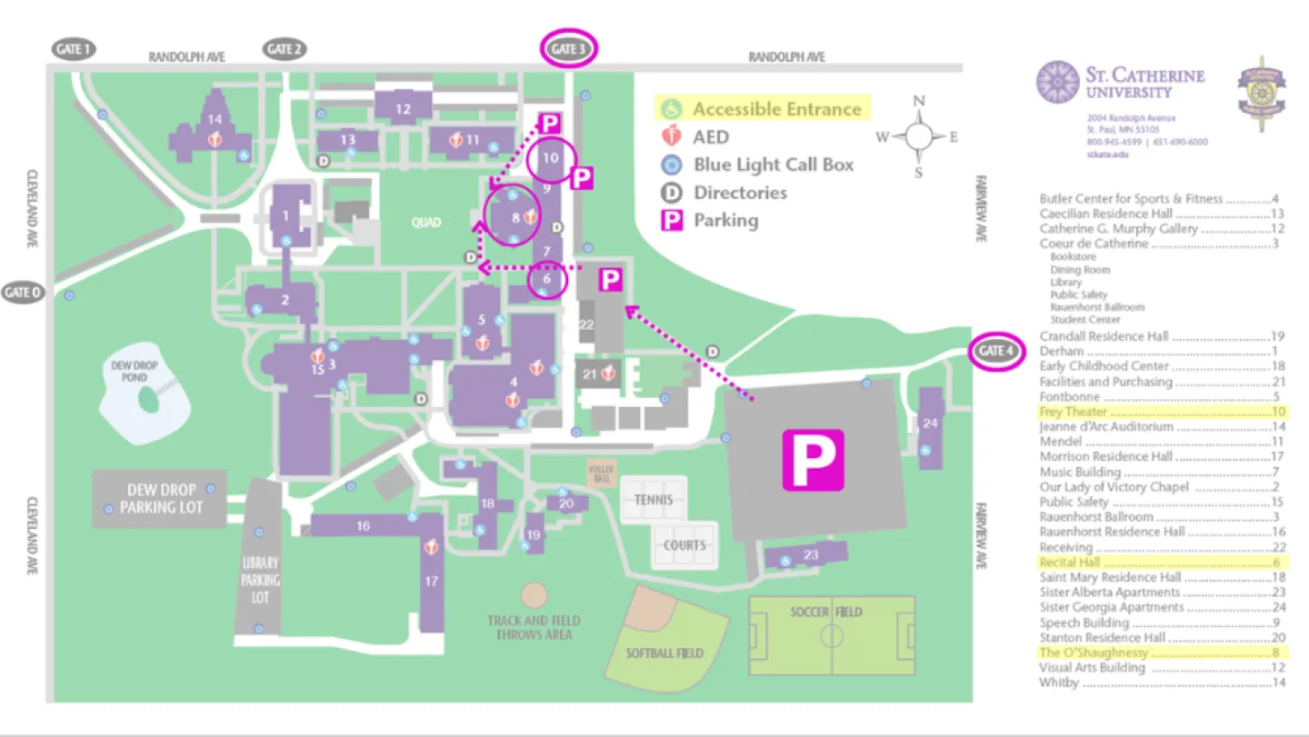 campus map with parking for O'Shaughnessy