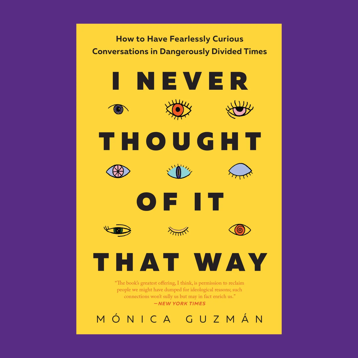 Yellow book cover with illustrations of eyes opened and closed.