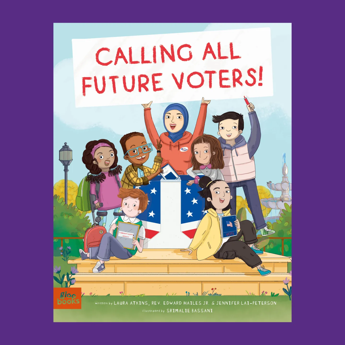 Book cover illustration of children holding a sign of book title.