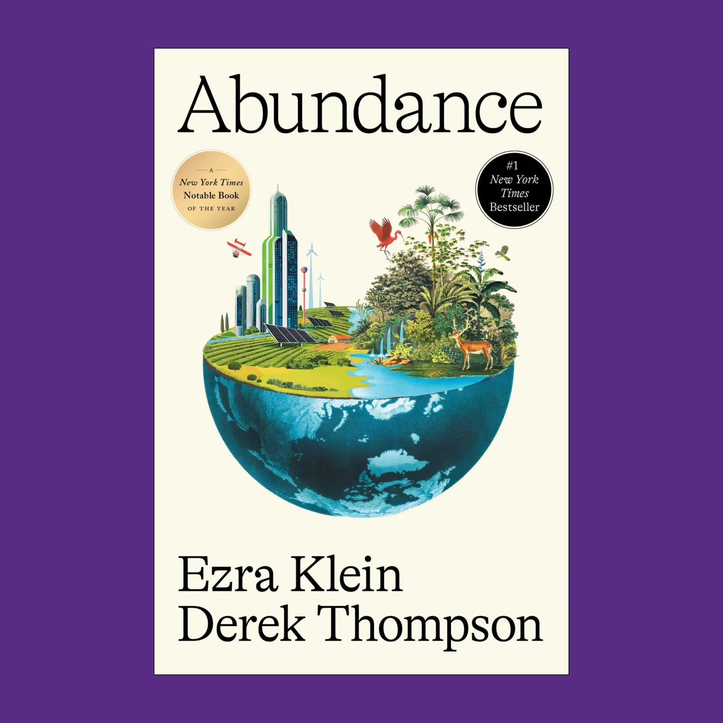 White book cover with illustration of earth, buildings, and plants.