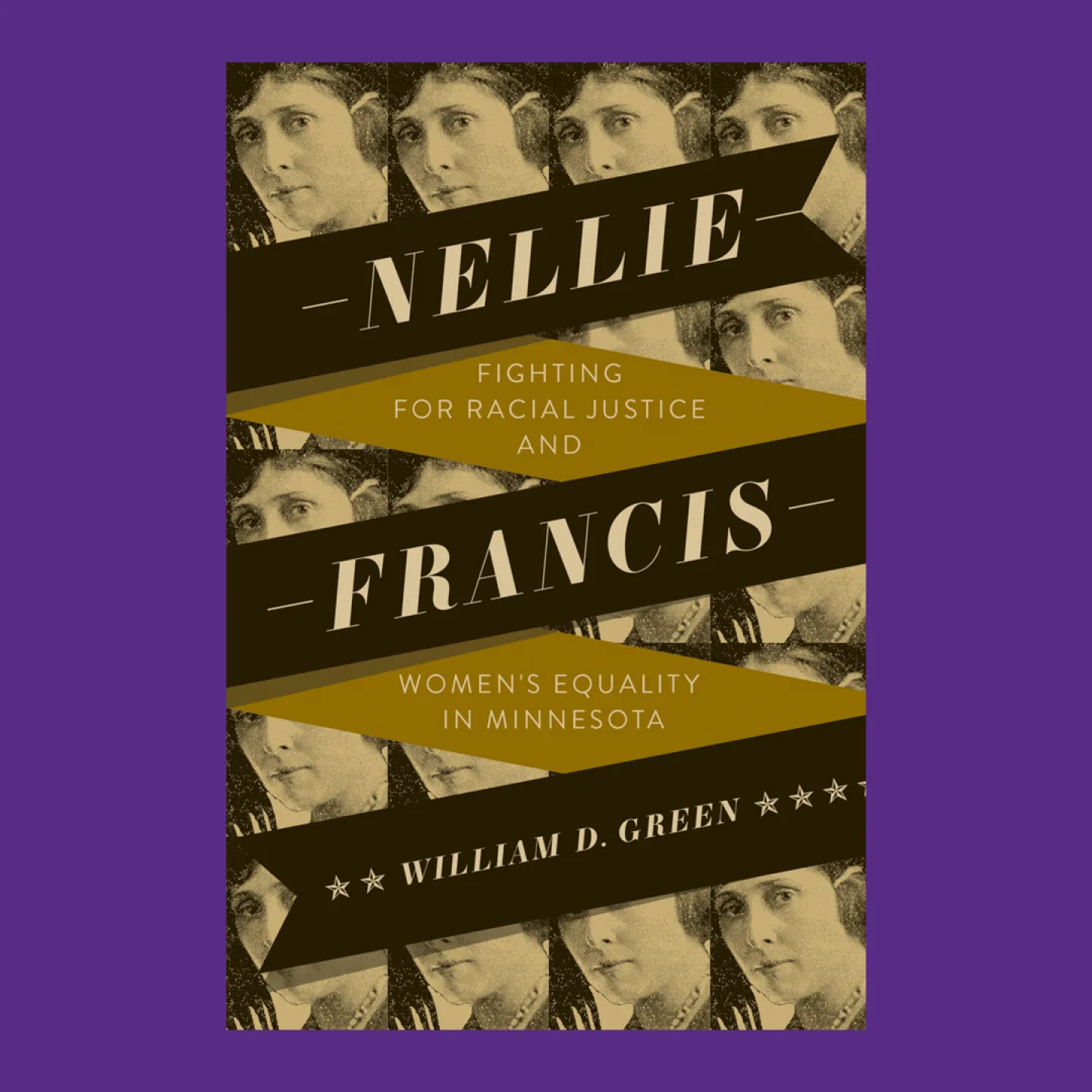 Nellie Francis book cover with an old photo of her face repeated.