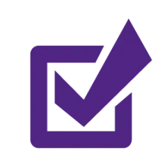 icon showing checkbox with large purple check mark