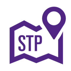 icon showing location pin on unfolded map that says "STP"