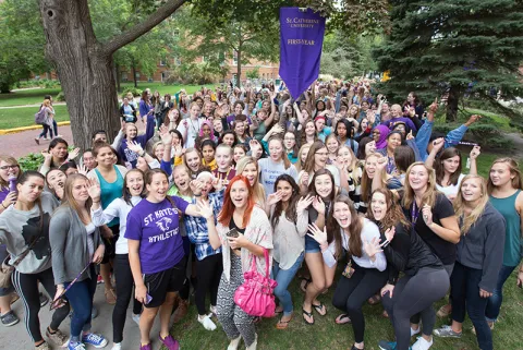 First year students posing for picture at opening celebration